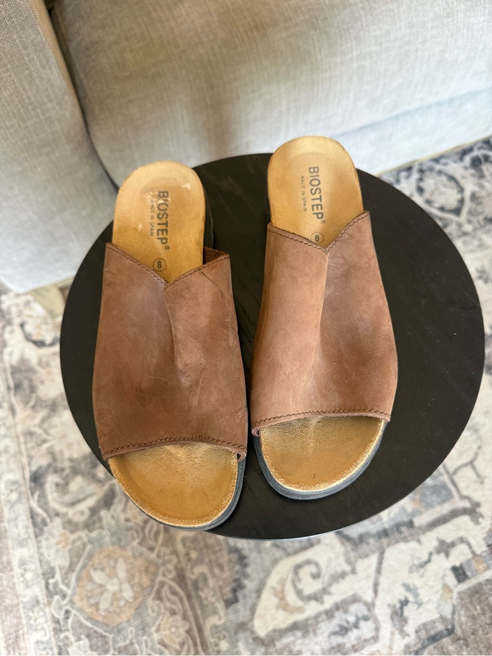 Biostep Spain Brown Platform Slide Sandals SZ 8